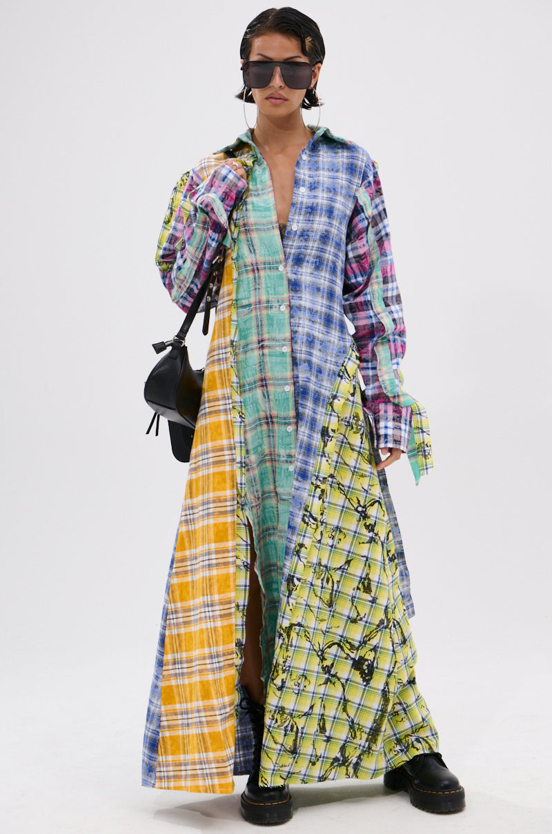STAR OF THE SHOW PLAID MAXI DRESS