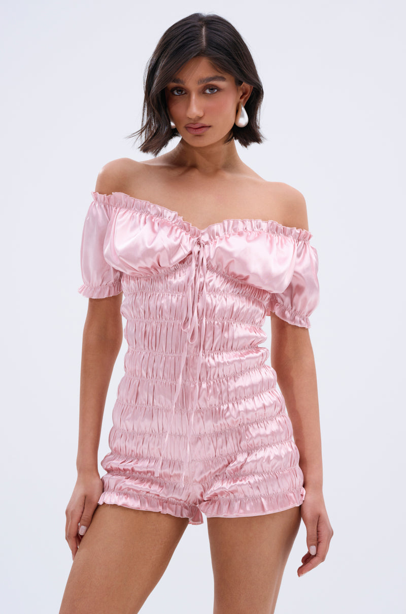 LA LA LOVE ME SATIN ROMPER