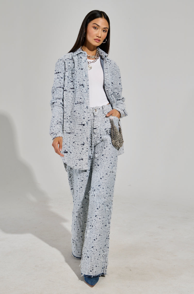 NEVER LOSE ME RELAXED DISTRESSED DENIM