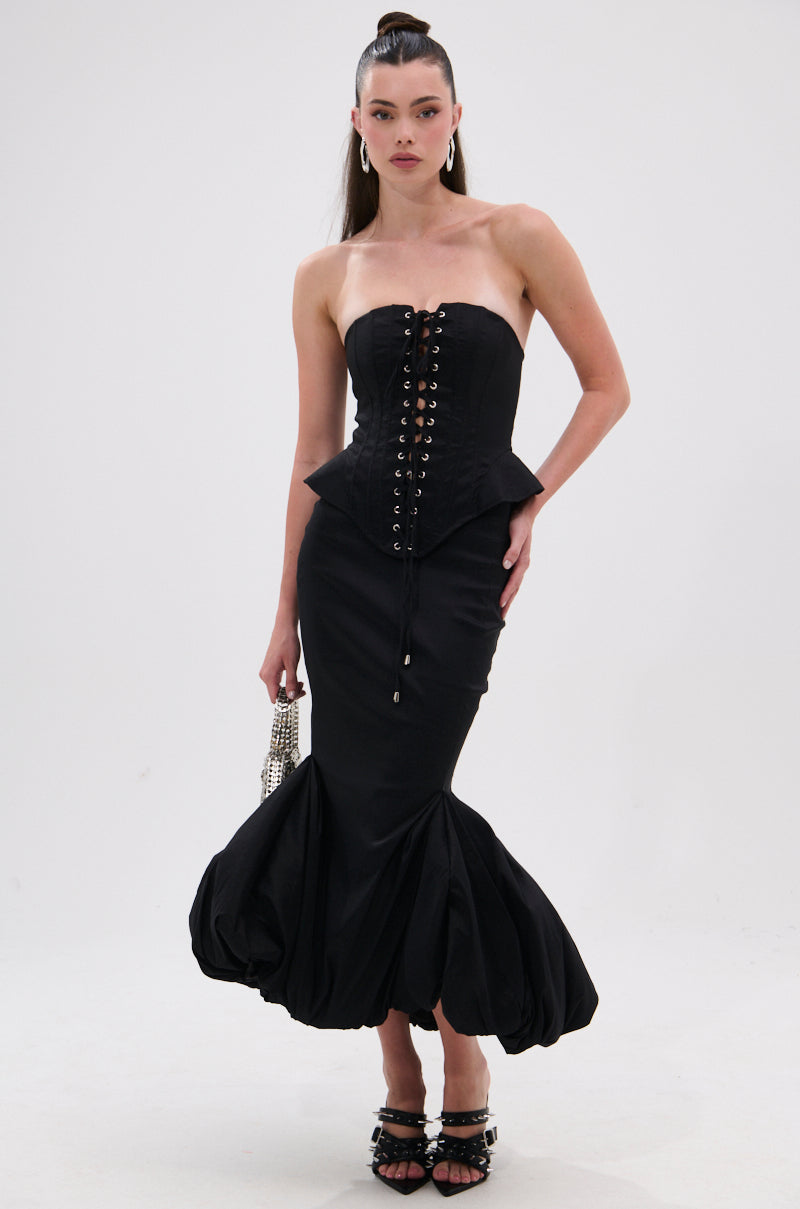 LADY LUX BUBBLE HEM MIDI SKIRT