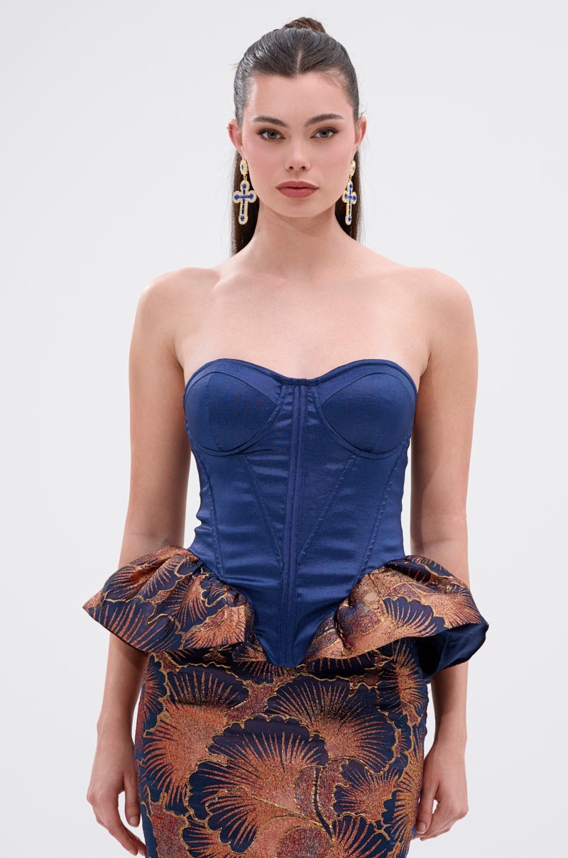 LADY LUX PEPLUM BROCADE CORSET TOP