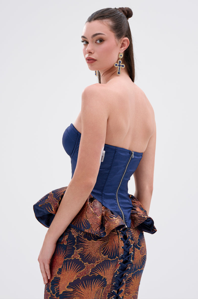 LADY LUX PEPLUM BROCADE CORSET TOP