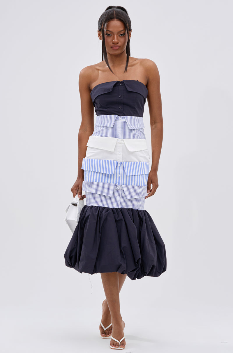 LOST IN THE CITY LAYERED POPLIN MIDI DRESS