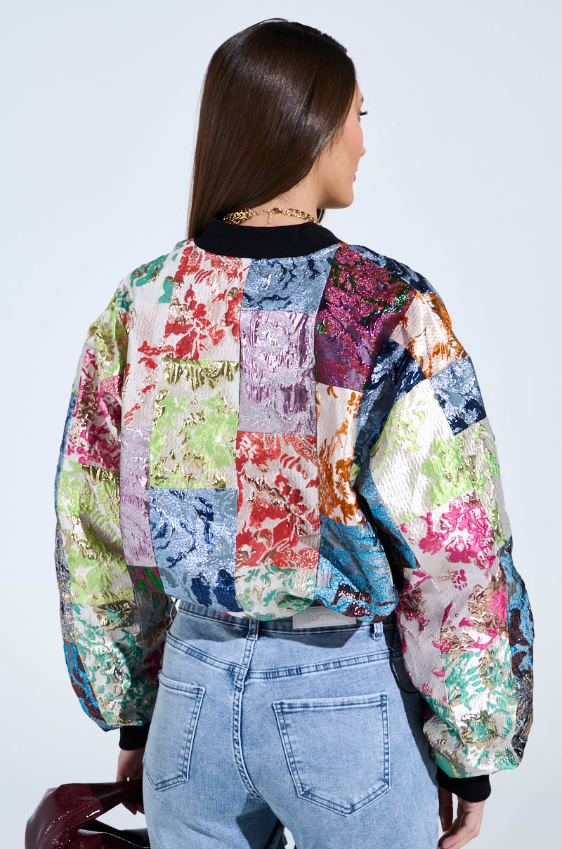 THAT GIRL PATCHWORK BROCADE BOMBER