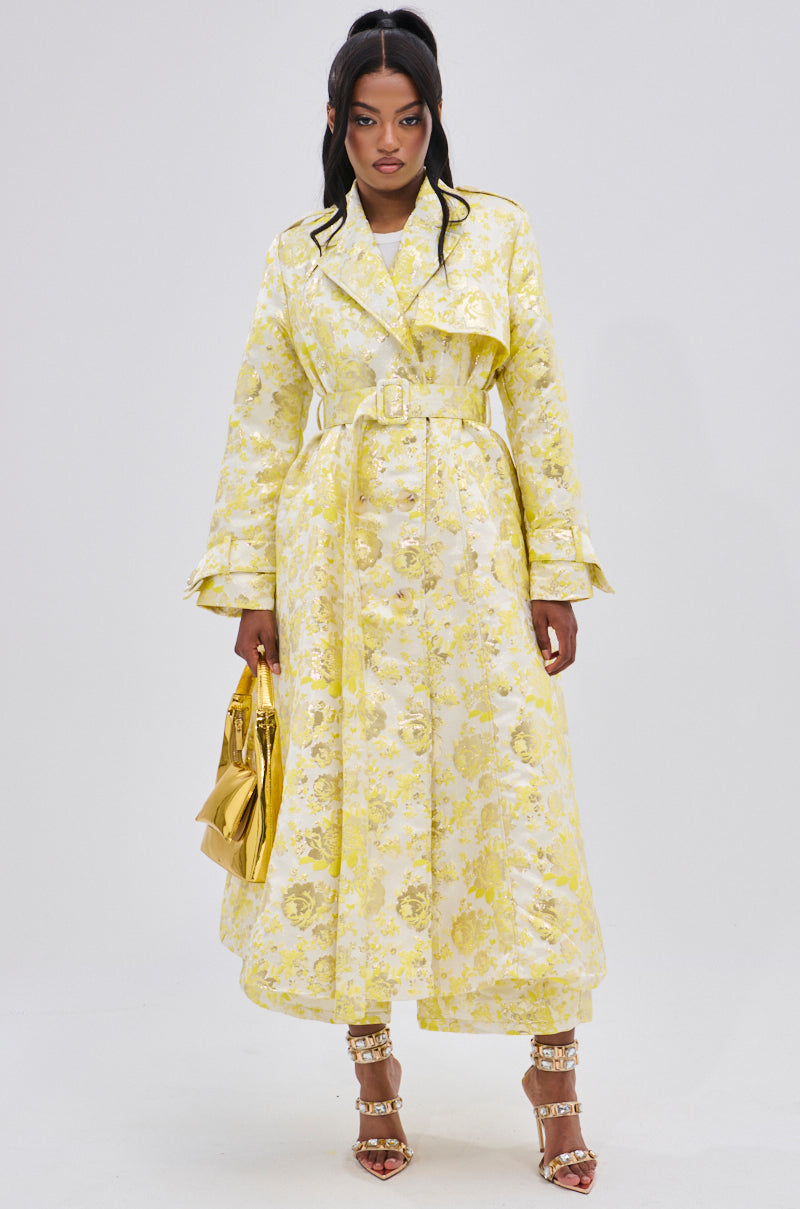 NO EXPECTATIONS BROCADE TRENCH