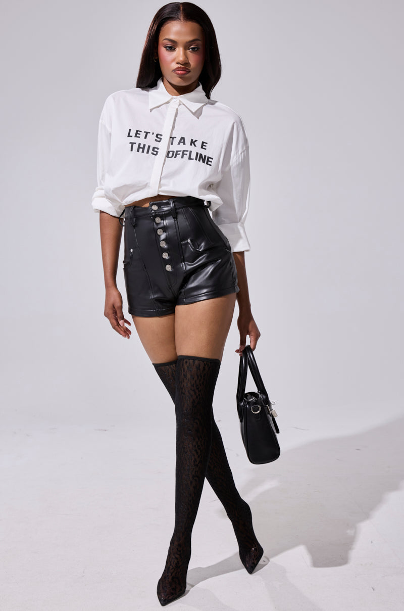 SKY HIGH FAUX LEATHER SHORTS