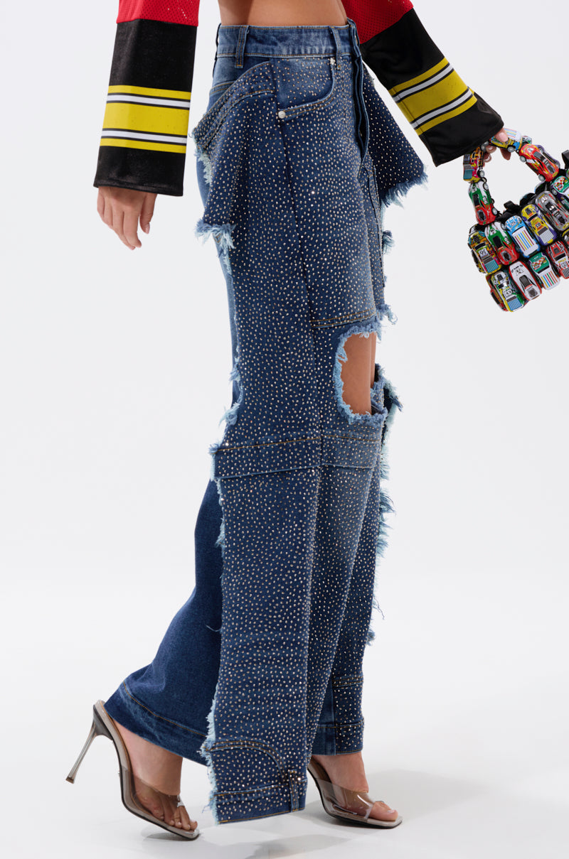 SPARKLE QUEEN WIDE-LEG DENIM