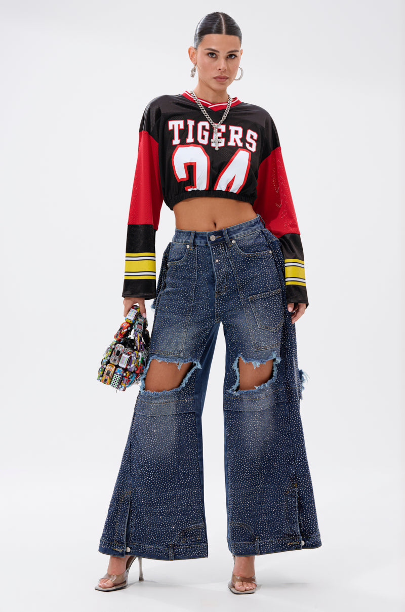 SPARKLE QUEEN WIDE-LEG DENIM