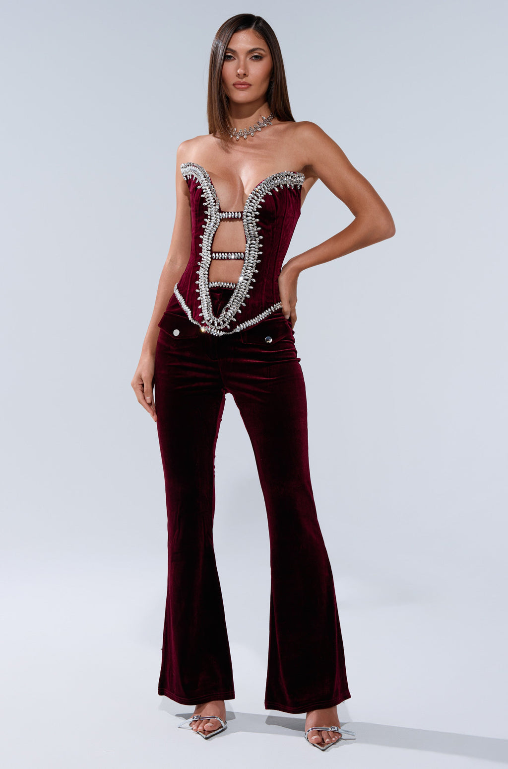 LUXE LIFE CORSET IN BURGUNDY