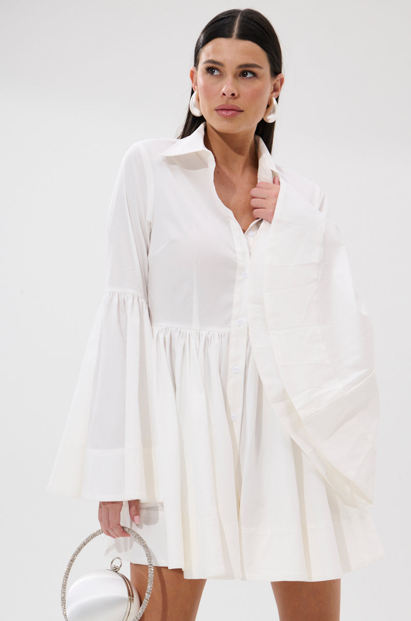 AROUND THE WORLD POPLIN MINI DRESS