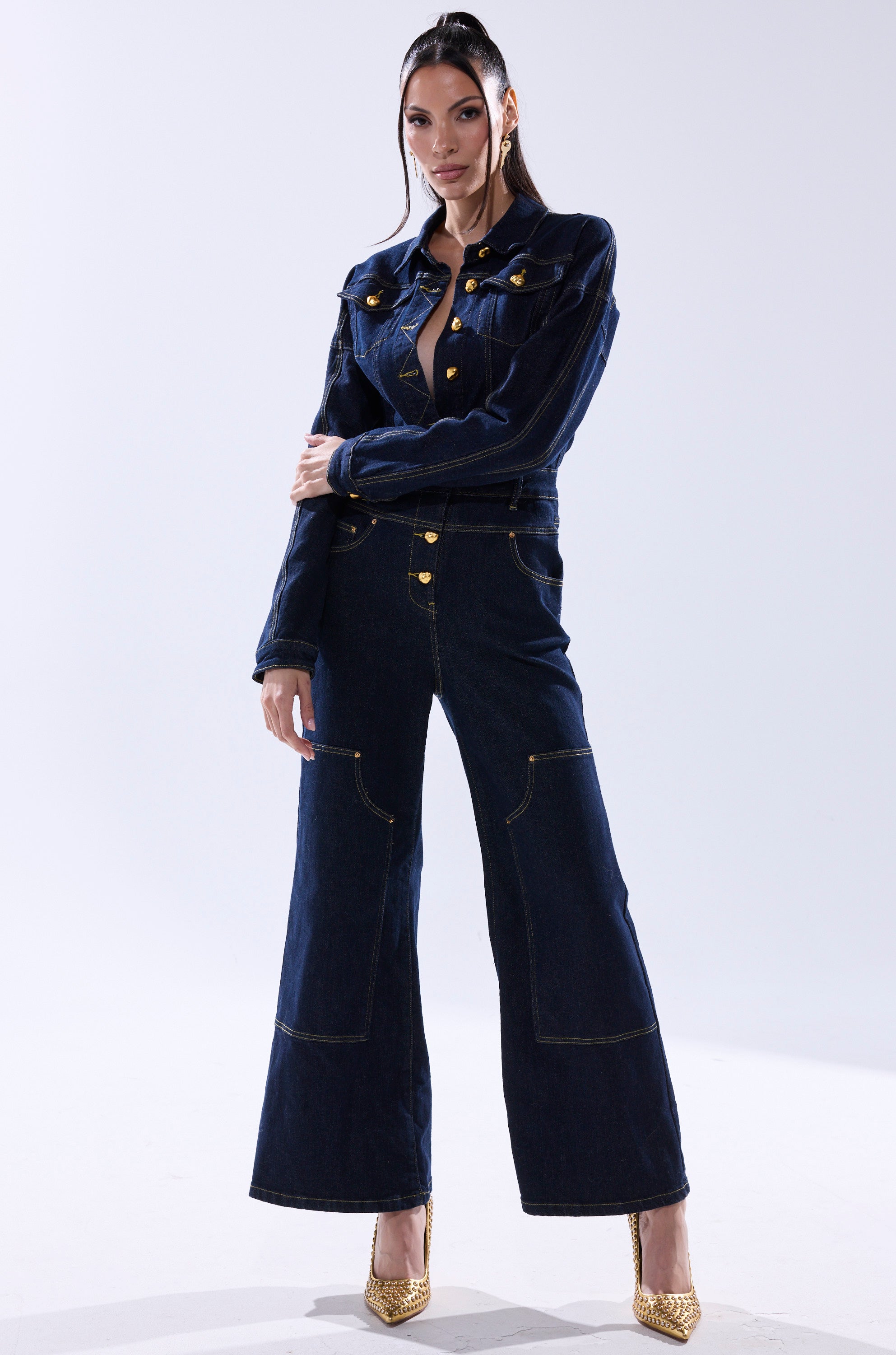 ANGELA CARGO DENIM JUMPSUIT