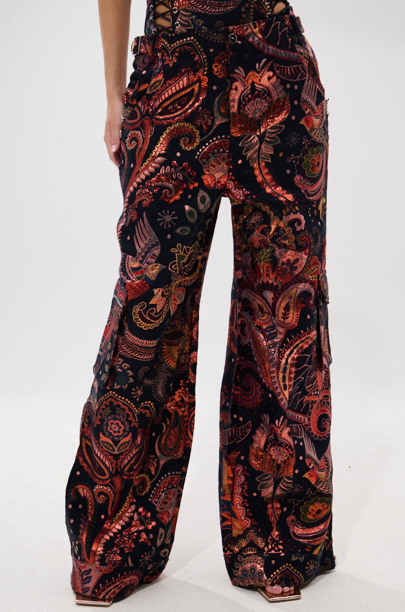 FALL VIBES BROCADE TROUSER