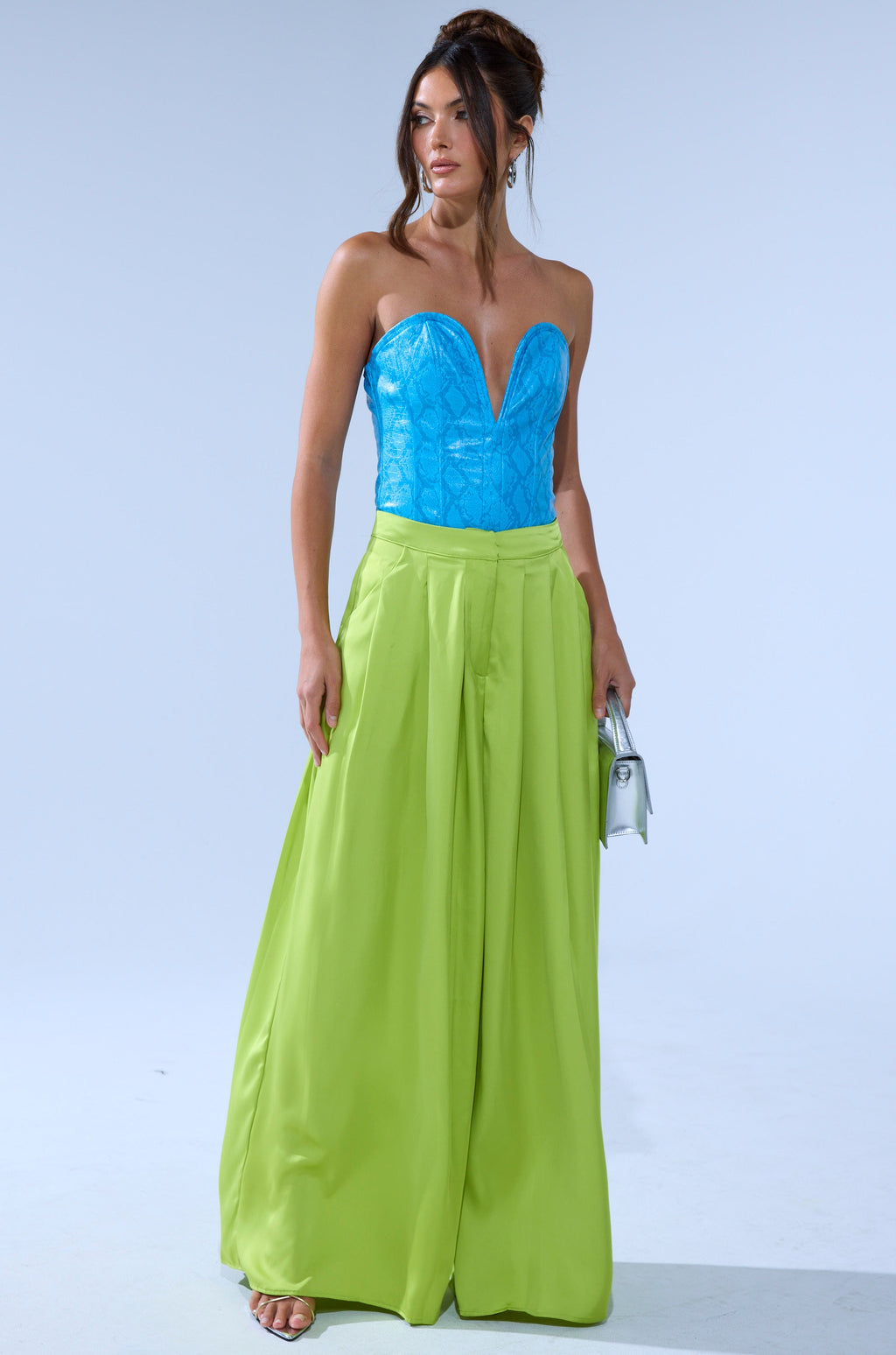 CHARTREUSE PLEATED PALAZZO PANT