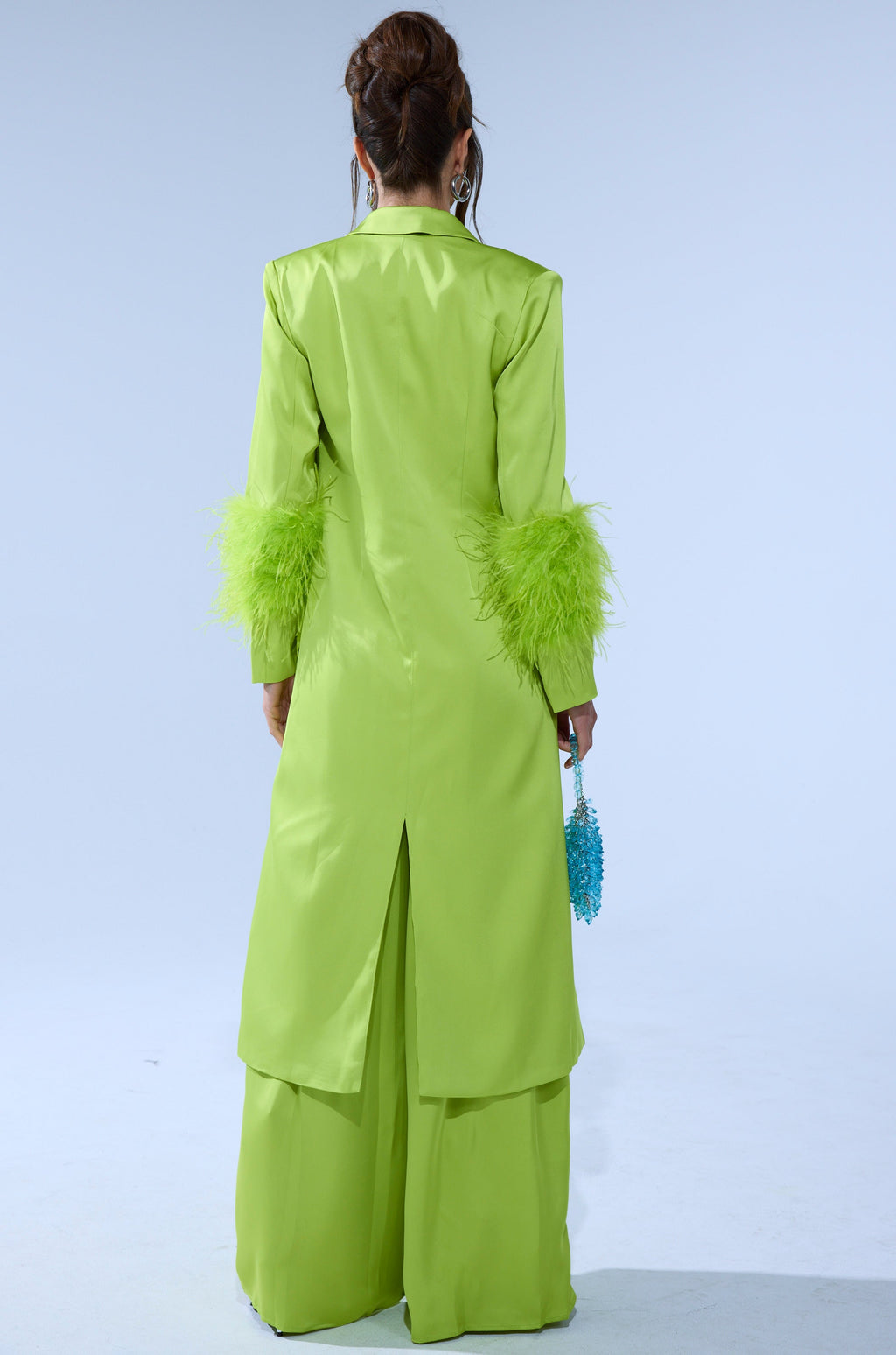 CHARTREUSE FEATHER TRIM TRENCH