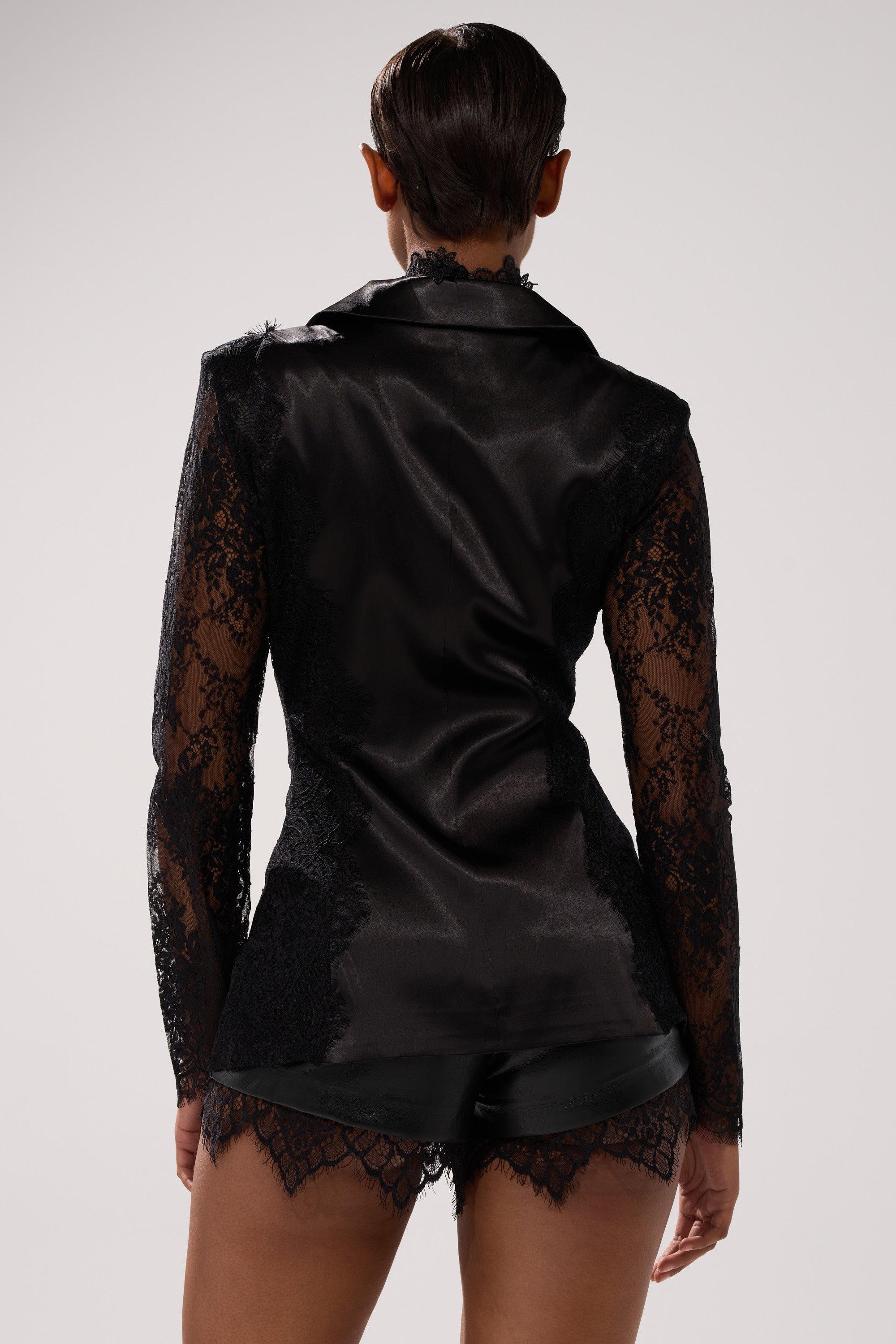 AU CONTRAIRE LACE SATIN BLAZER