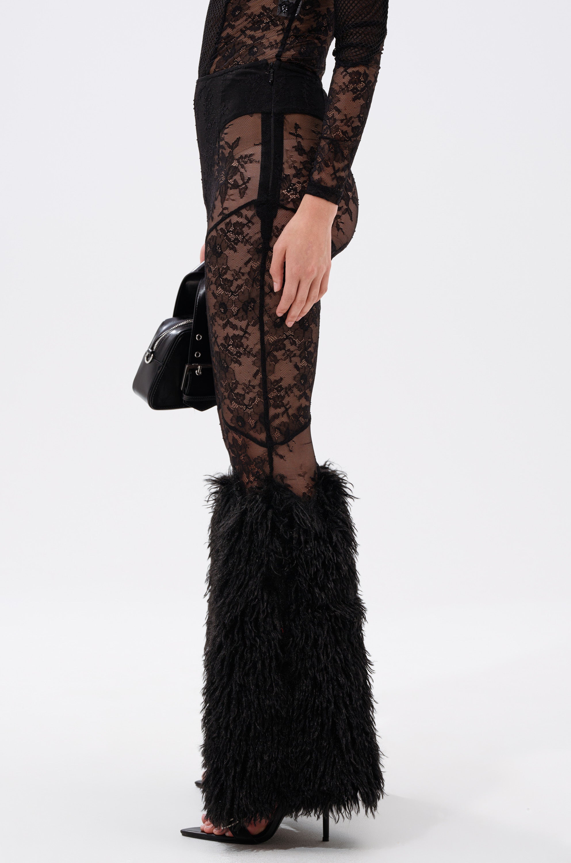 FEELING GOOD LACE LEGGING WITH FUR TRIM