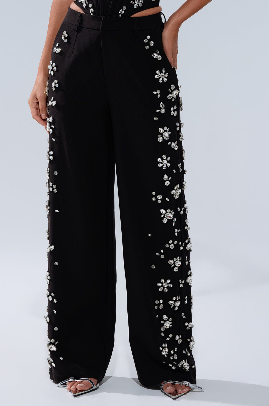 FEELING RICH TROUSER WITH RHINESTONE