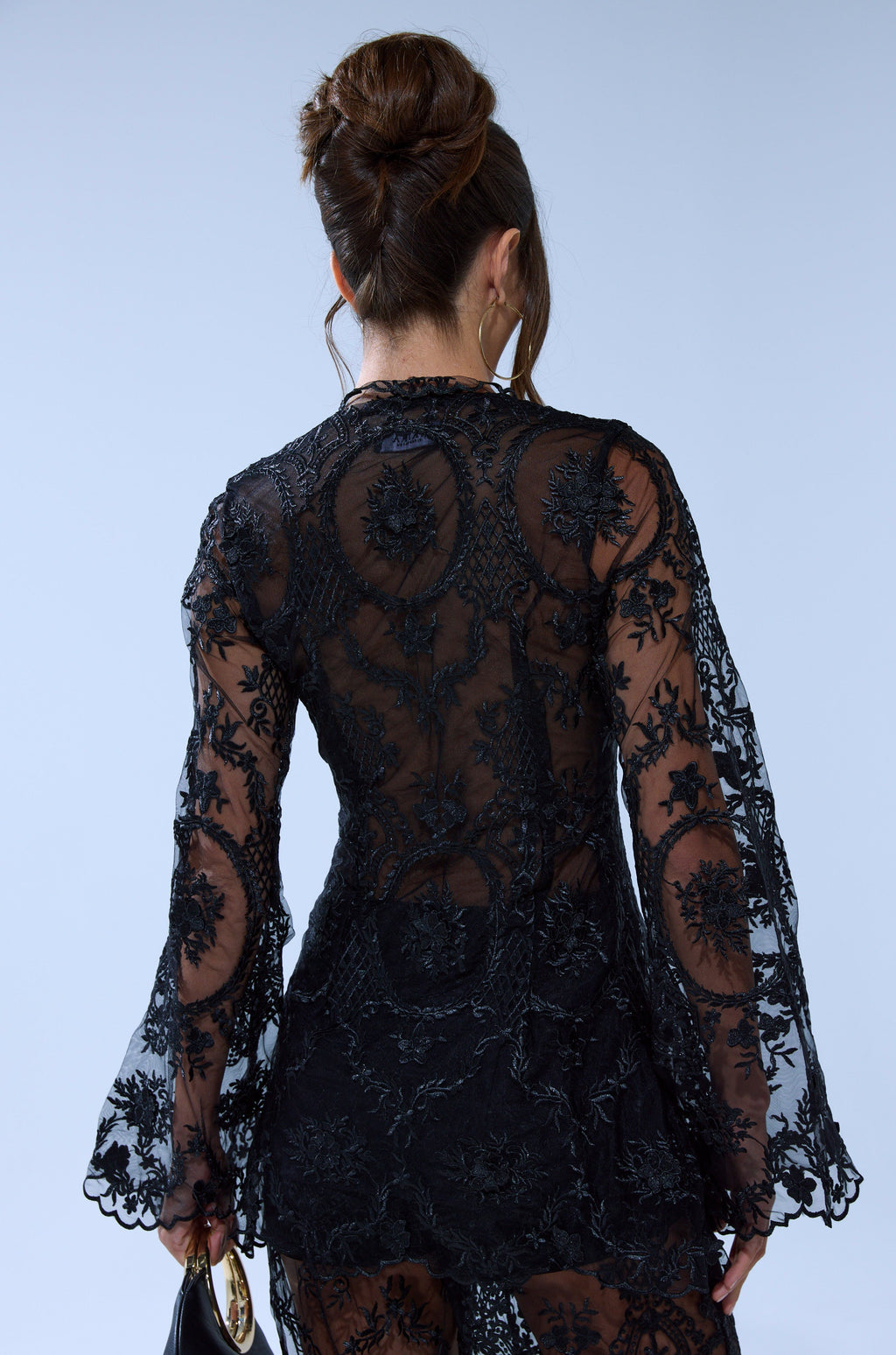 SUPER LUXE LACE TIE-FRONT BLOUSE