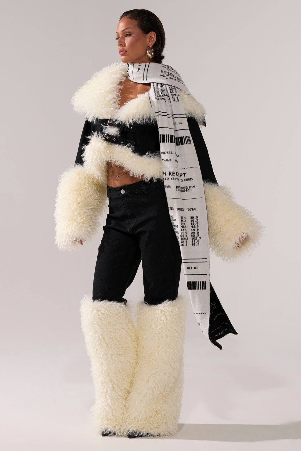 SITTING PRETTY FUR TRIM DENIM