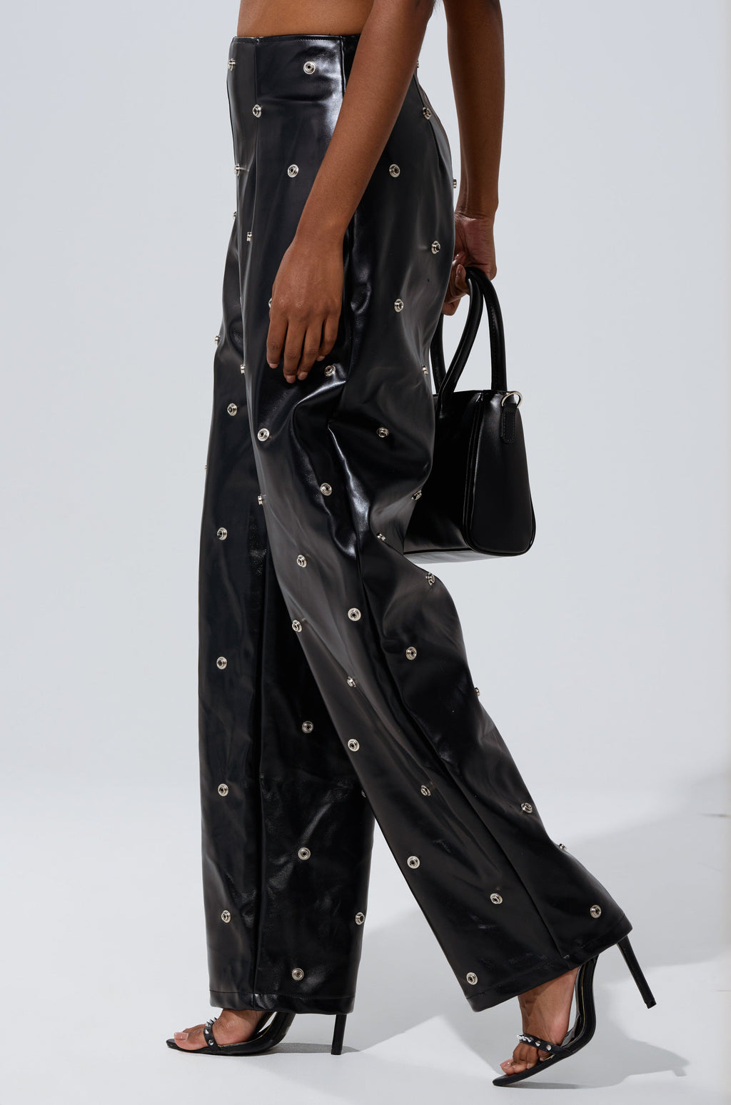 WORK IT BABY FAUX LEATHER BARREL PANT