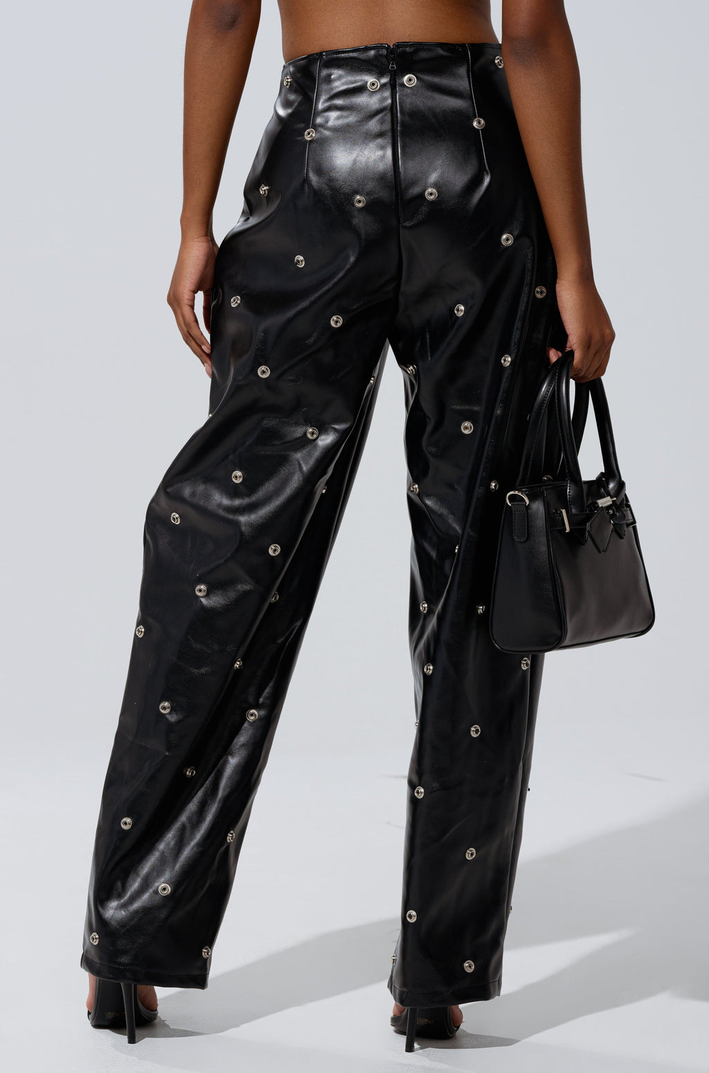 WORK IT BABY FAUX LEATHER BARREL PANT