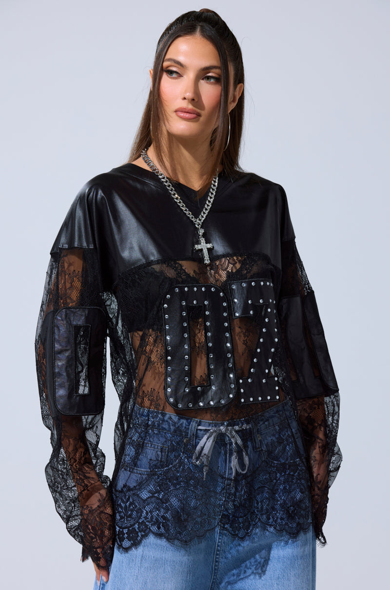 SHOW OFF LACE JERSEY TOP