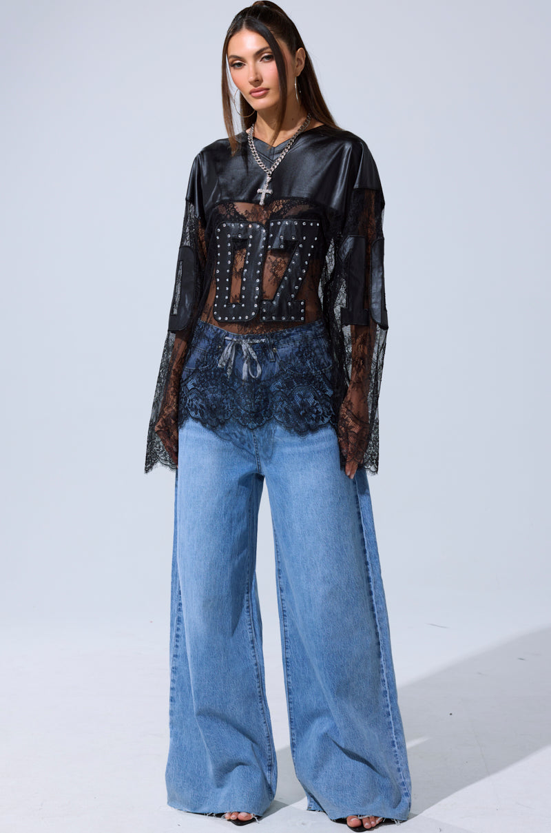 SHOW OFF LACE JERSEY TOP