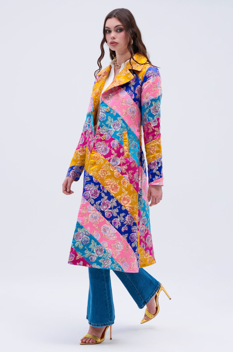 BIASED PATCHWORK BROCADE TRENCH