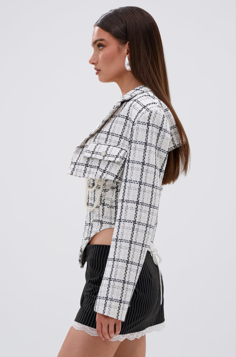 HEAVEN SENT CROPPED TWEED BLAZER