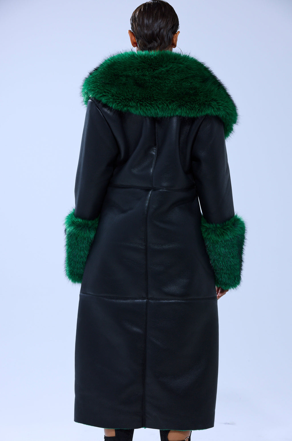 SEEING GREEN FUR TRIM TRENCH