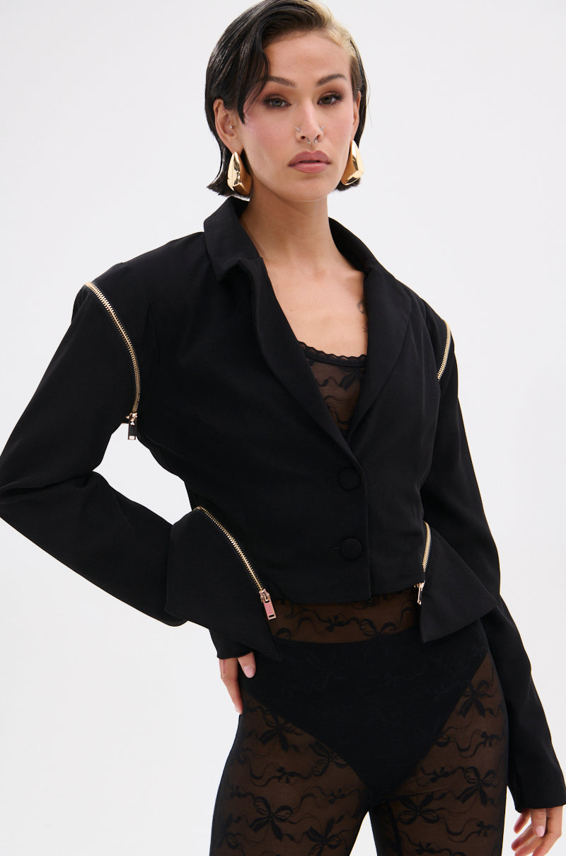 ZIPPED UP PEPLUM BLAZER