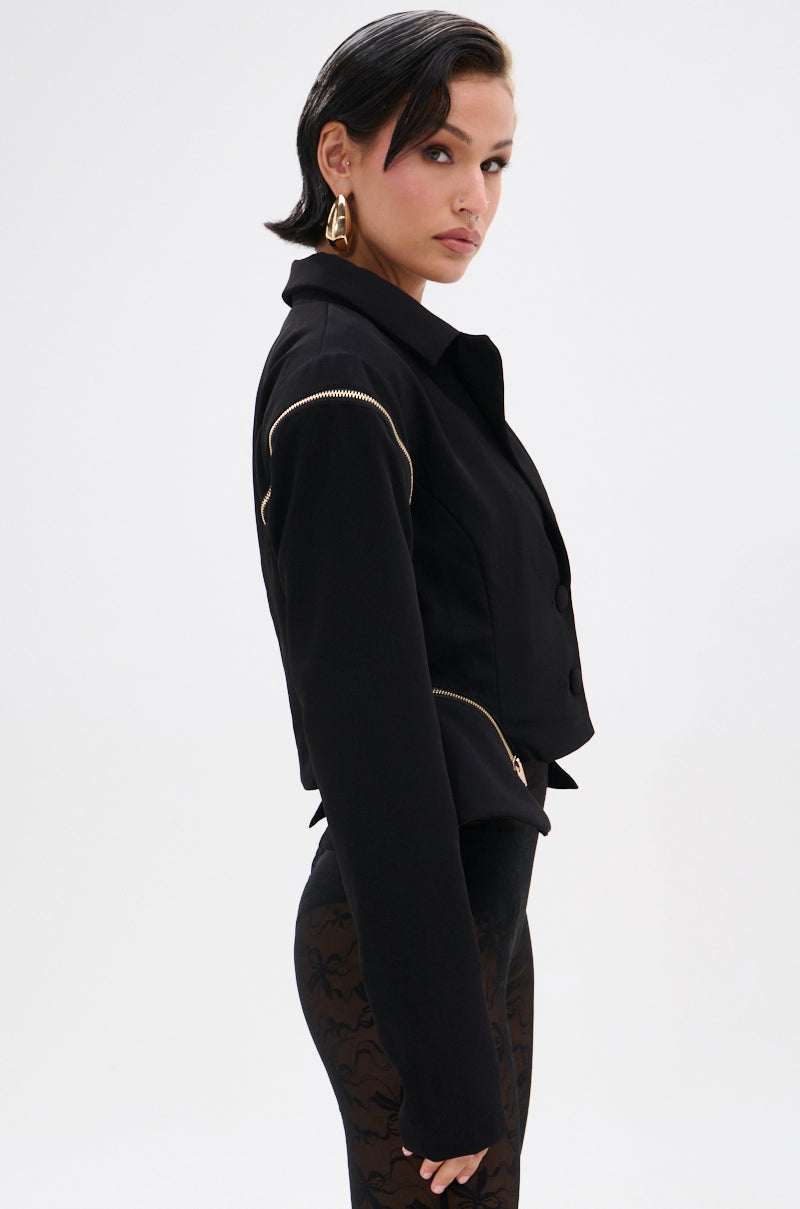 ZIPPED UP PEPLUM BLAZER