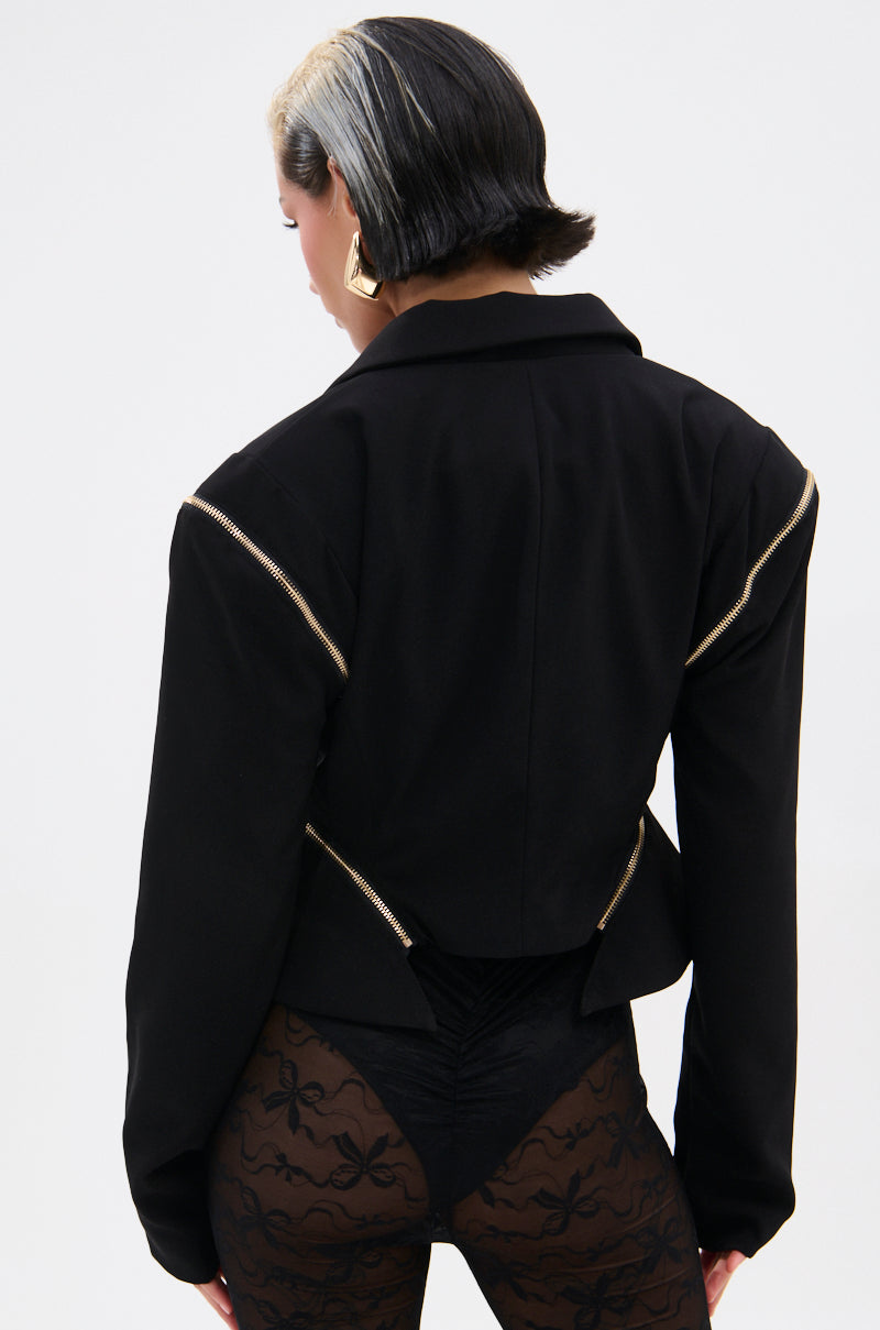 ZIPPED UP PEPLUM BLAZER