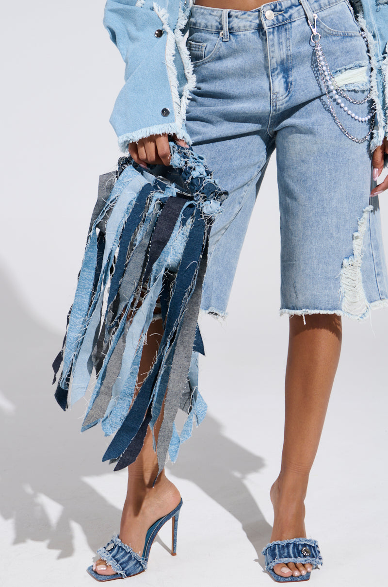 ULTIMATE INSPO SHREDDED DENIM PURSE