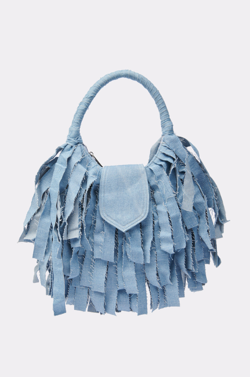 SUZIE DENIM FRINGE PURSE