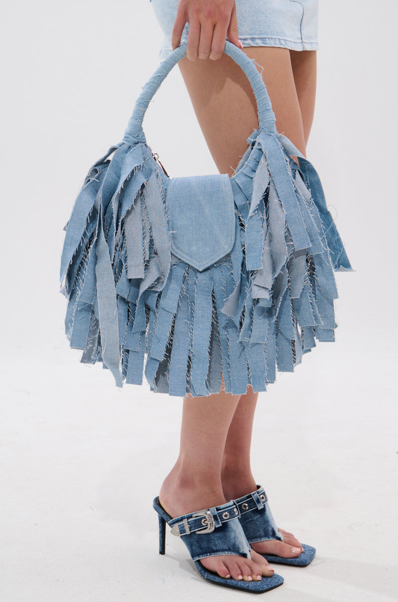 SUZIE DENIM FRINGE PURSE