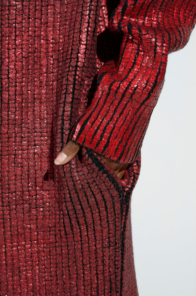 WORTHY OF LOVE LONG SLEEVE TURTLENECK METALLIC SWEATER