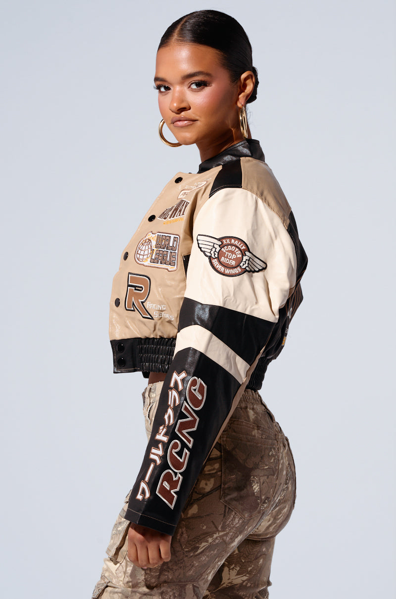 EMBROIDERED RACER BOMBER