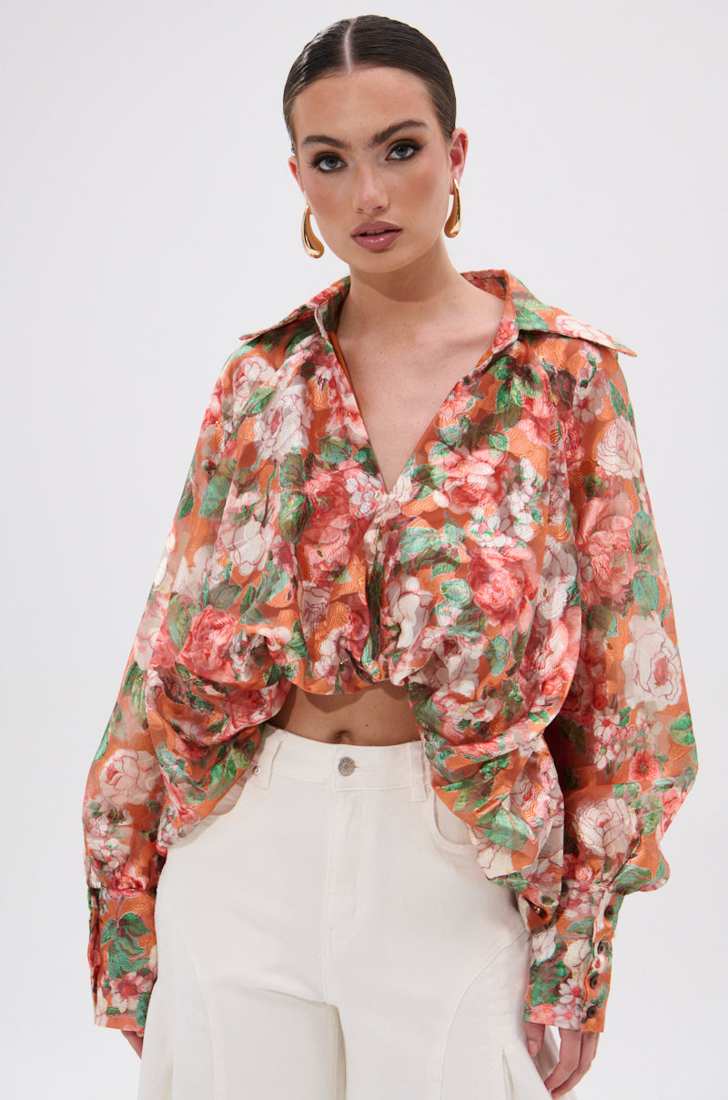 SUNSHINE FLORAL HIGH LOW BLOUSE