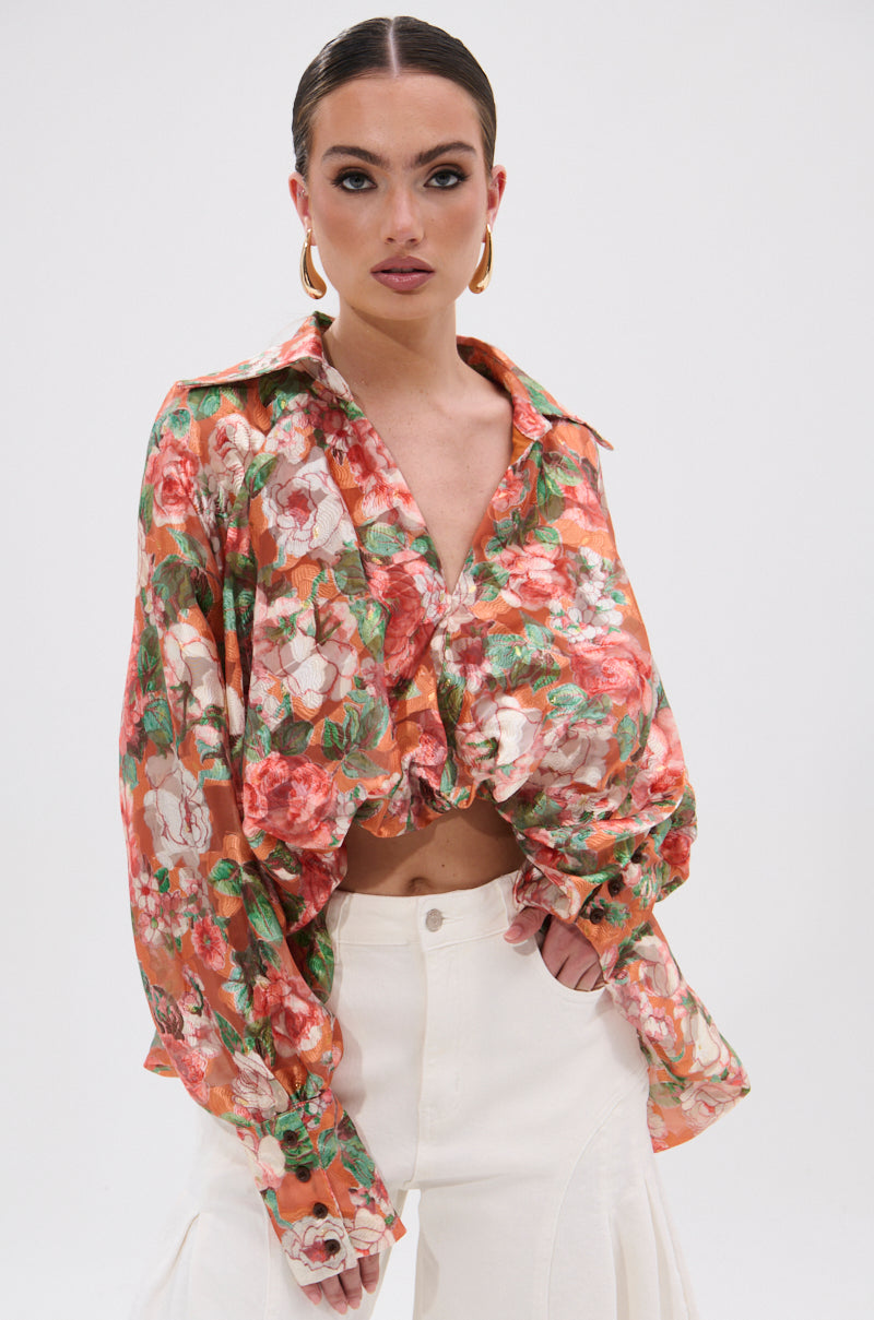 SUNSHINE FLORAL HIGH LOW BLOUSE