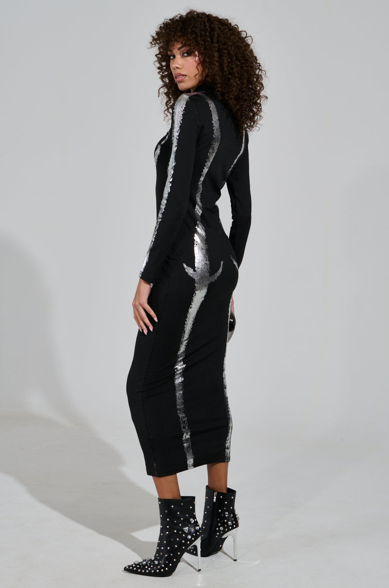 UNSEEN BITS ABSTRACT KNIT MIDI DRESS