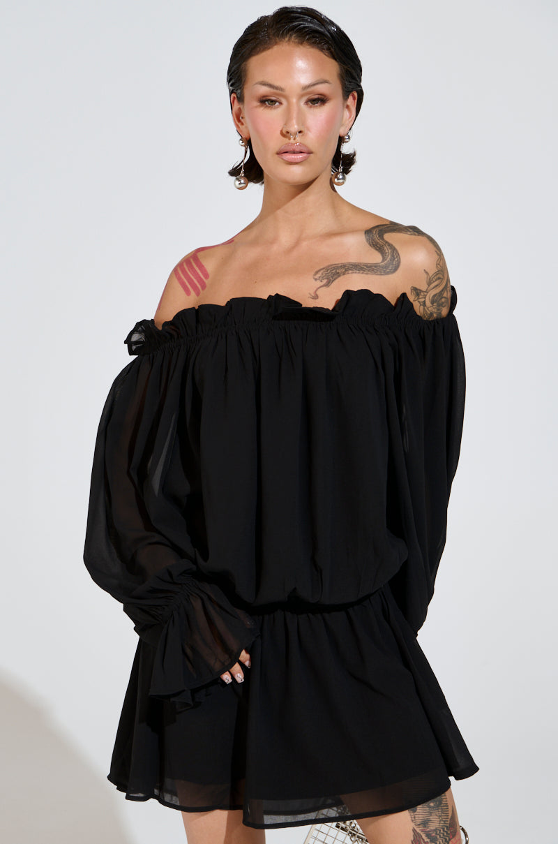 CHLOE MESH OFF THE SHOULDER MINI DRESS