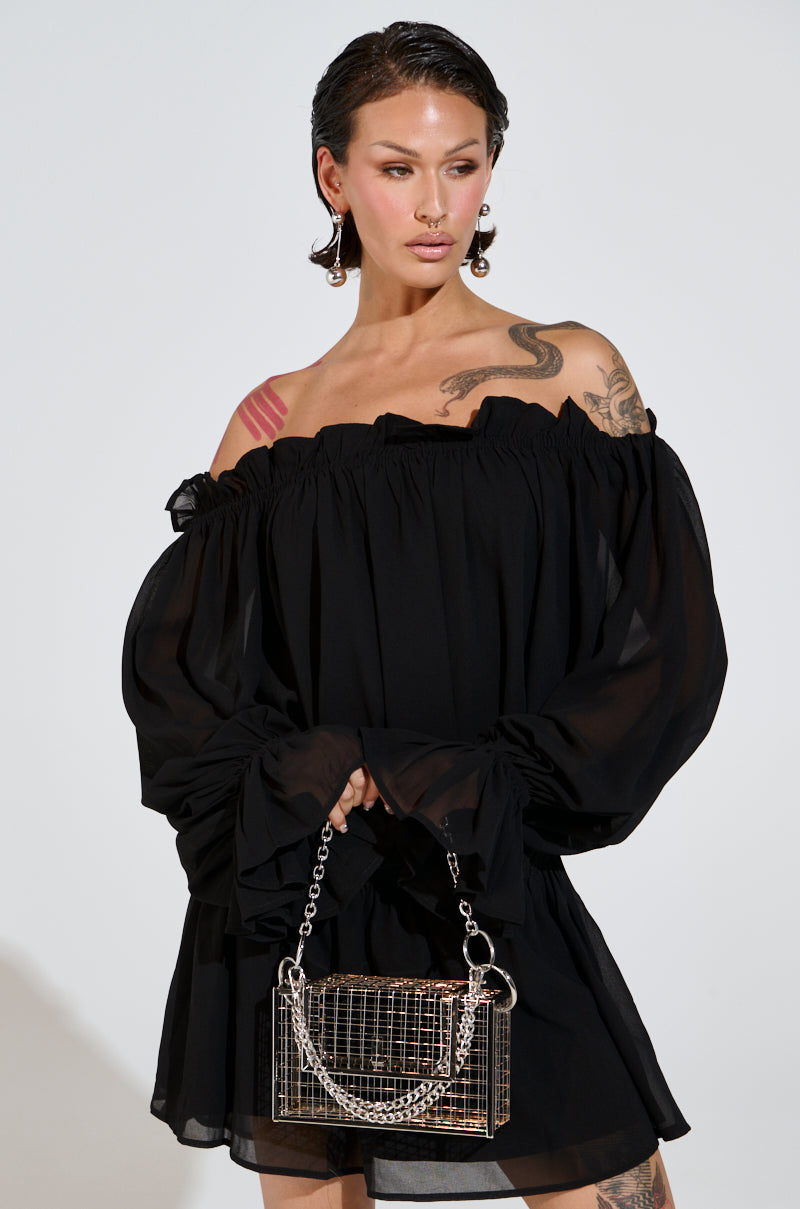 CHLOE MESH OFF THE SHOULDER MINI DRESS