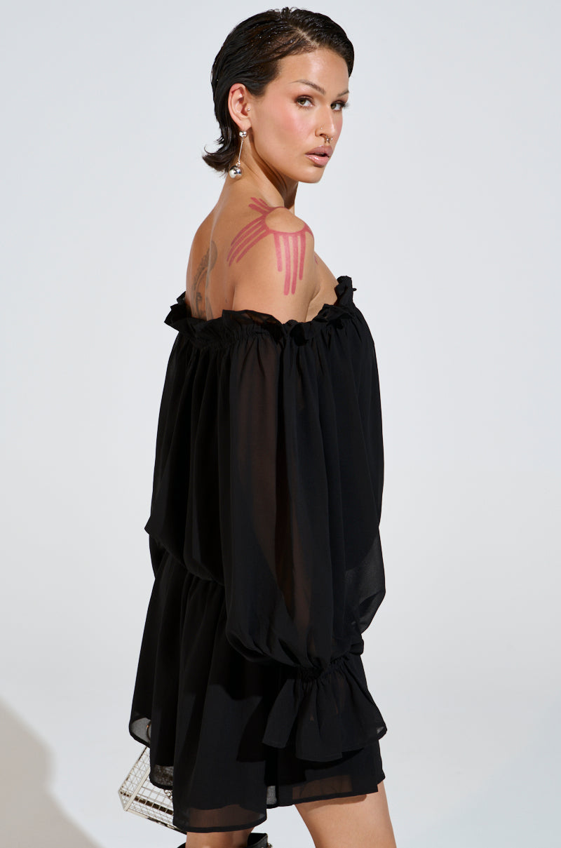 CHLOE MESH OFF THE SHOULDER MINI DRESS