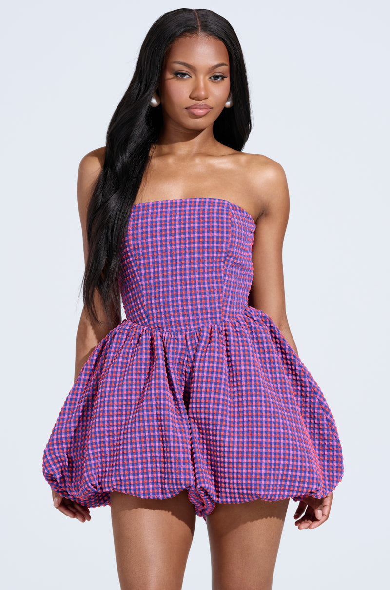 SOPHIA PLAID BUBBLE ROMPER