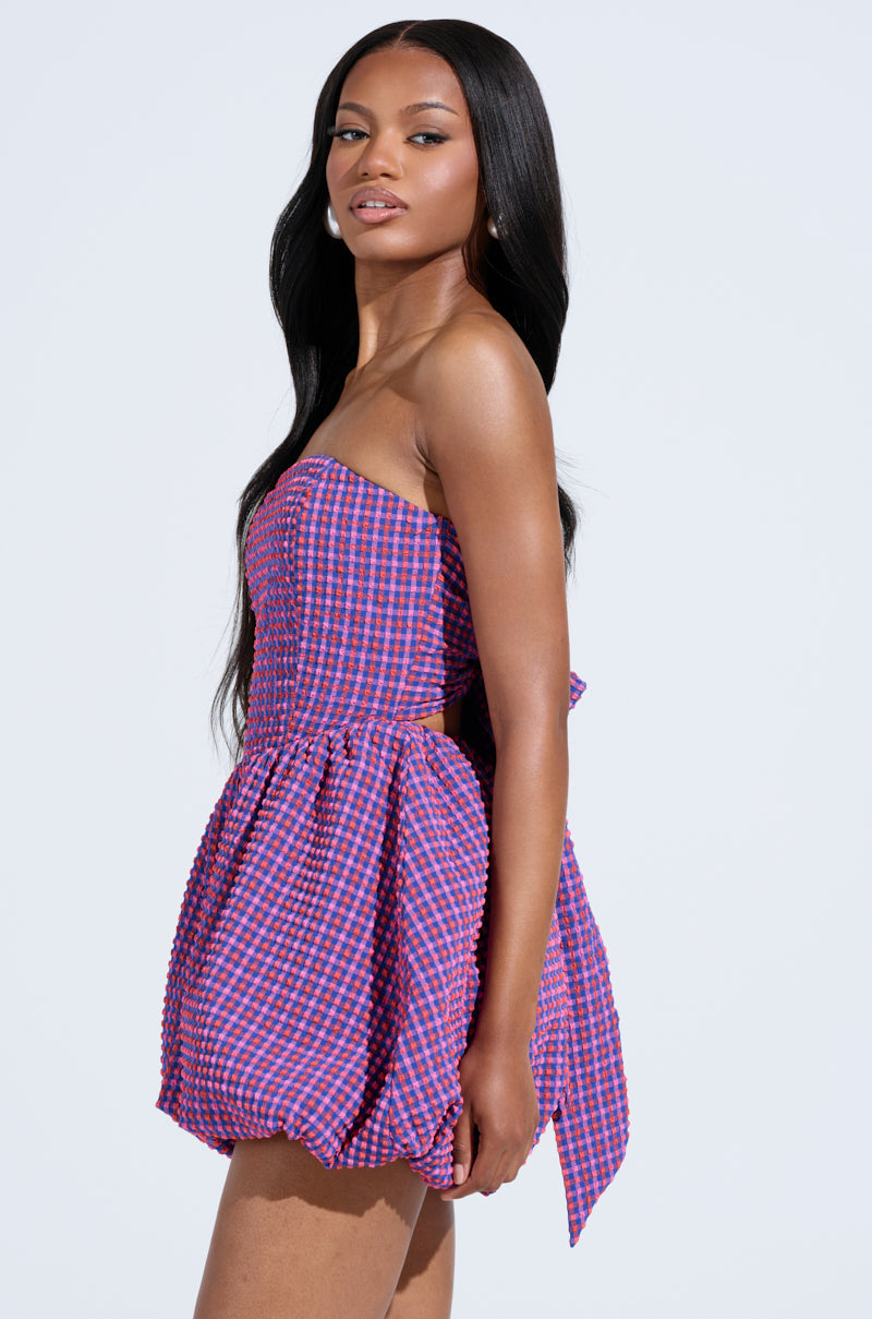 SOPHIA PLAID BUBBLE ROMPER