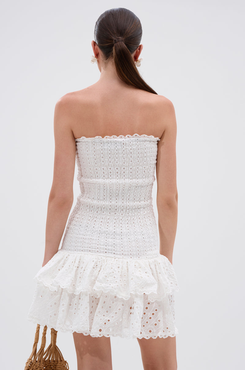 LETS GO TO THE BEACH RUFFLE MINI DRESS