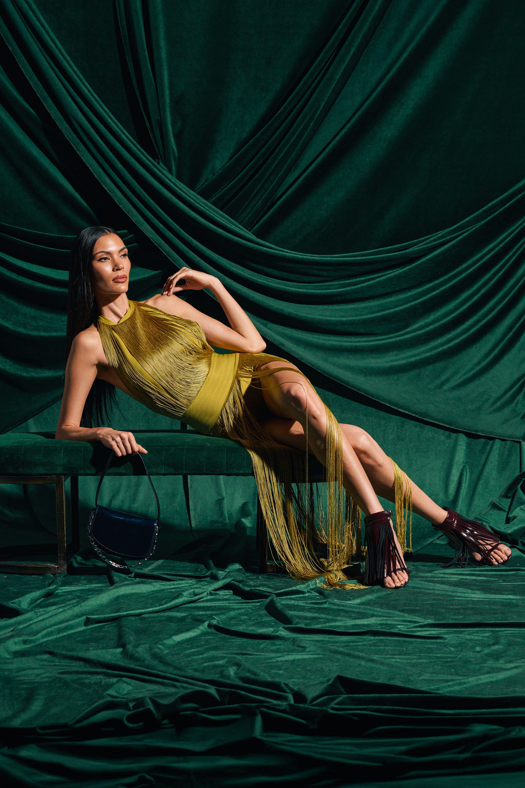 RENEE FRINGE ROMPER IN GREEN