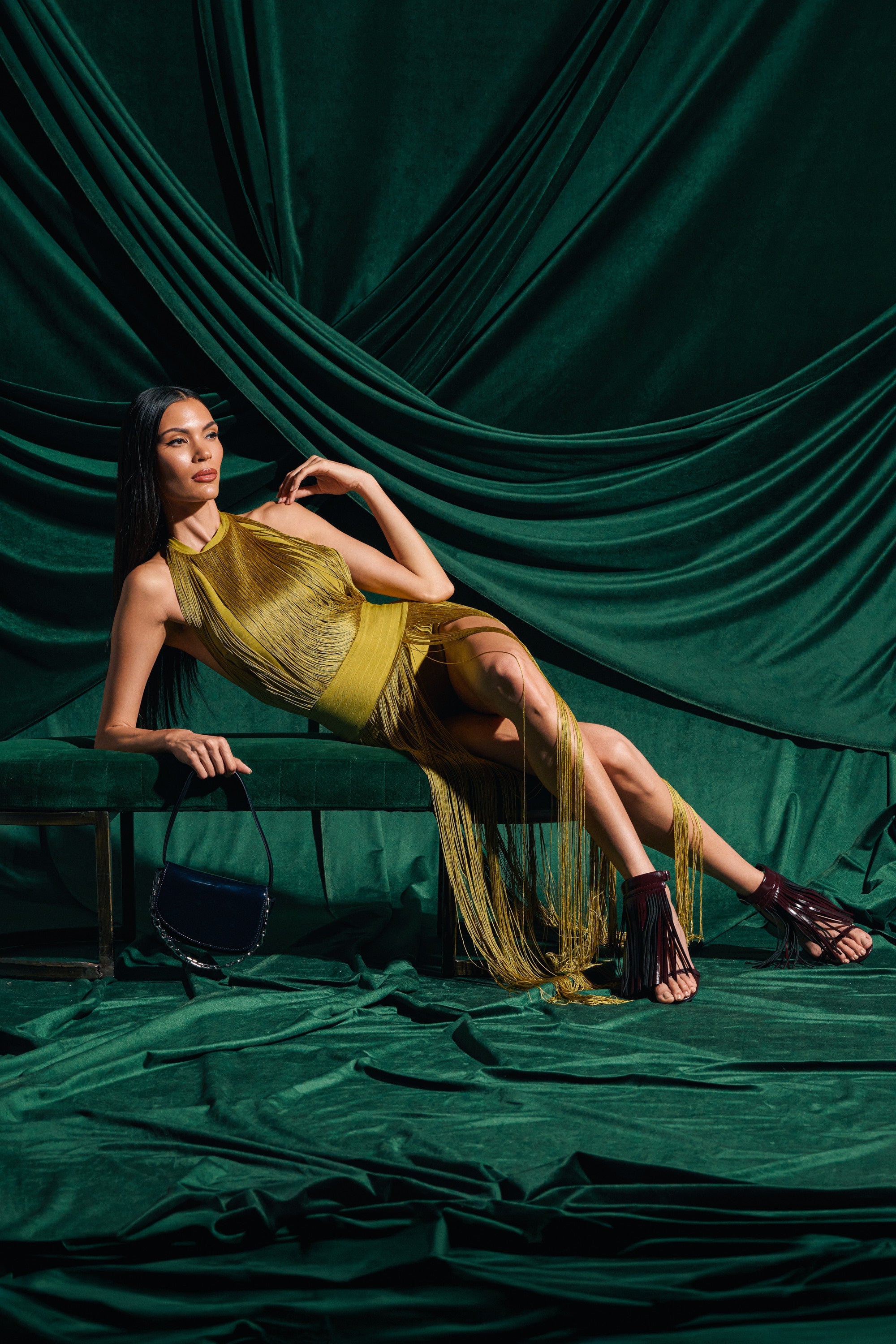 RENEE FRINGE ROMPER IN GREEN