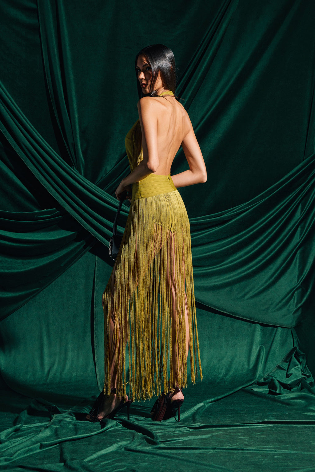 RENEE FRINGE ROMPER IN GREEN